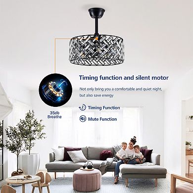 ELEMENT ACE Crystal Cage Ceiling Fan with Remote Control and Light Fixture
