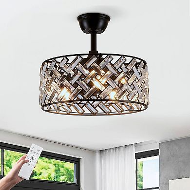 ELEMENT ACE Crystal Cage Ceiling Fan with Remote Control and Light Fixture