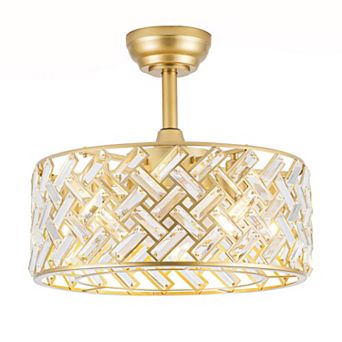 ELEMENT ACE Crystal Cage Ceiling Fan with Remote Control and Light Fixture