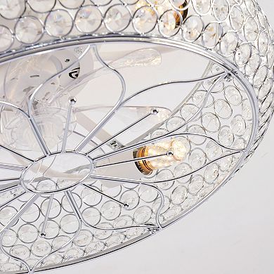 ELEMENT ACE 20 Inch Crystal Ceiling Fan with Remote Control and Flush Mount Light