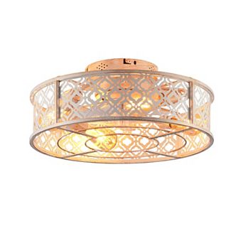 ELEMENT ACE Flower Style Iron Ceiling Fan with Remote Control, Flush Mount Caged Design