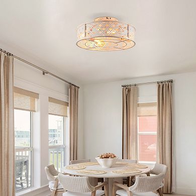 ELEMENT ACE Flower Style Iron Ceiling Fan with Remote Control, Flush Mount Caged Design