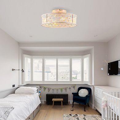 ELEMENT ACE Flower Style Iron Ceiling Fan with Remote Control, Flush Mount Caged Design