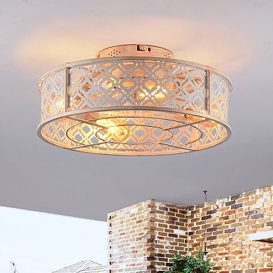 ELEMENT ACE Flower Style Iron Ceiling Fan with Remote Control, Flush Mount Caged Design