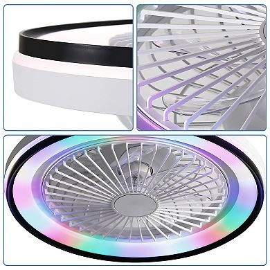 ELEMENT ACE 19 Inch RGB Dimmable LED Enclosed Ceiling Fan with Light Flush Mount