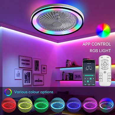 ELEMENT ACE 19 Inch RGB Dimmable LED Enclosed Ceiling Fan with Light Flush Mount