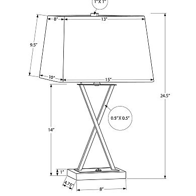ELEMENT ACE Transitional USB Table Lamp with X-Frame Design and Linen Shade