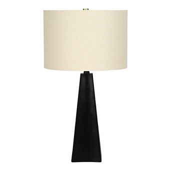 ELEMENT ACE Modern Table Lamp with Black Resin Base and Beige Linen Shade