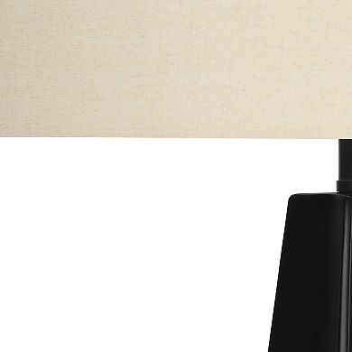 ELEMENT ACE Modern Table Lamp with Black Resin Base and Beige Linen Shade