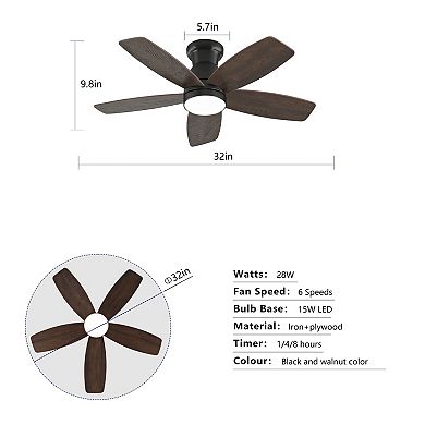 ELEMENT ACE Low-Profile Ceiling Fan with Light and Remote Control for Indoor Outdoor Use