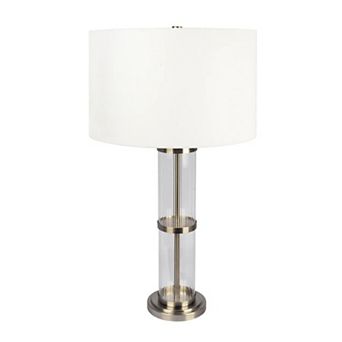 ELEMENT ACE Modern Clear Glass Table Lamp with Brushed Nickel Finish and Metal Base