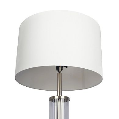 ELEMENT ACE Modern Clear Glass Table Lamp with Brushed Nickel Finish and Metal Base