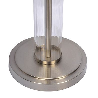 ELEMENT ACE Modern Clear Glass Table Lamp with Brushed Nickel Finish and Metal Base