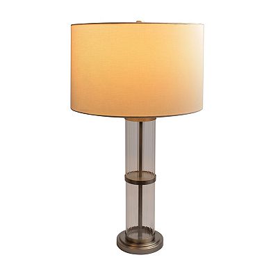 ELEMENT ACE Modern Clear Glass Table Lamp with Brushed Nickel Finish and Metal Base