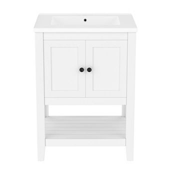 ELEMENT ACE Modern Sleek Bathroom Vanity with Ceramic Sink and Solid Wood Frame