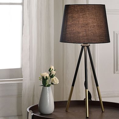 ELEMENT ACE 20 Inch Tripod Leg Metal Table Lamp with Semi-Drum Shade
