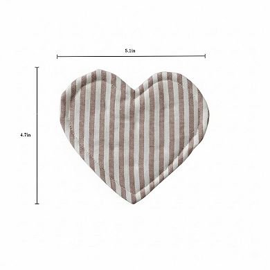 2-PC Heart Shaped Fabric Cup Coaster with Soft Padded Design and Striped Pattern