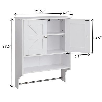ELEMENT ACE Farmhouse Over The Toilet Storage Cabinet with Adjustable Shelves
