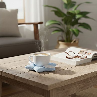 2-PC Star Shaped Fabric Cup Coaster with Soft Padded Design and Decorative Wing Detail