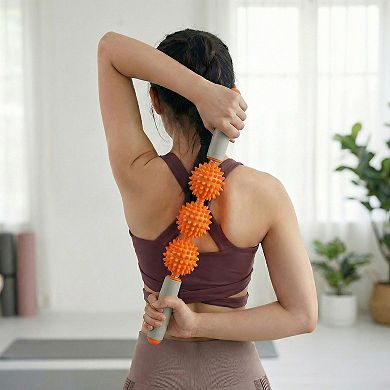 2-PC Handheld Massage Roller with Textured Therapy Balls for Deep Tissue Relief