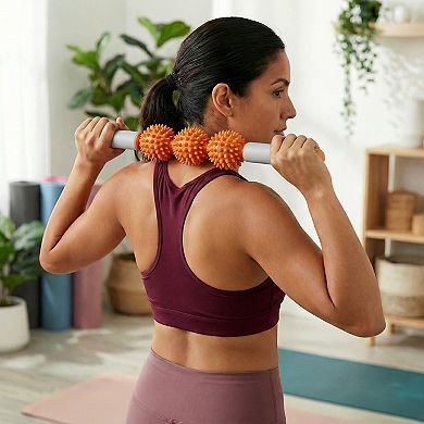 2-PC Handheld Massage Roller with Textured Therapy Balls for Deep Tissue Relief