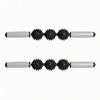 2 pc Handheld Massage Roller with Textured Therapy Balls for Deep Tissue Relief