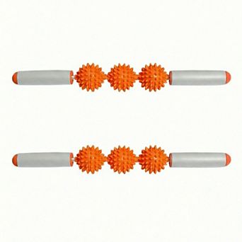 2 pc Handheld Massage Roller with Textured Therapy Balls for Deep Tissue Relief