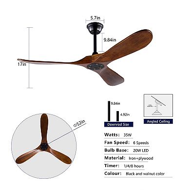 ELEMENT ACE Ceiling Fan with Remote Control and Reversible Motor for Indoor and Outdoor Use