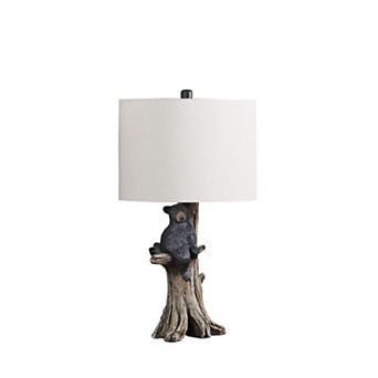 ELEMENT ACE Polyresin Figurine Table Lamp with Beige Drum Shade