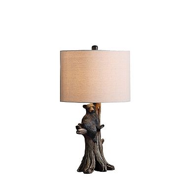 ELEMENT ACE Polyresin Figurine Table Lamp with Beige Drum Shade