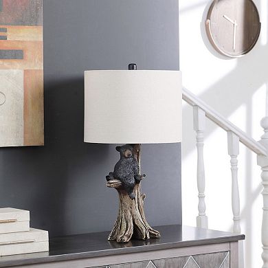 ELEMENT ACE Polyresin Figurine Table Lamp with Beige Drum Shade