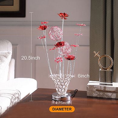ELEMENT ACE Artistic Aluminum and Acrylic Rose Bud LED Table Lamp for Living Room Decor