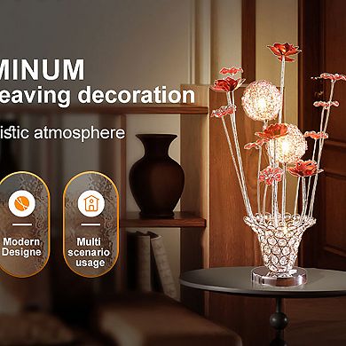 ELEMENT ACE Artistic Aluminum and Acrylic Rose Bud LED Table Lamp for Living Room Decor