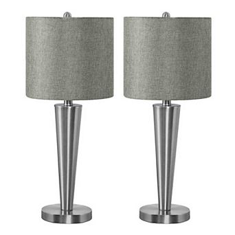 ELEMENT ACE Contemporary Table Lamps Set of Two with USB Port and Grey Shade