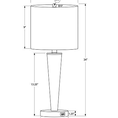 ELEMENT ACE Contemporary Table Lamps Set of Two with USB Port and Grey Shade
