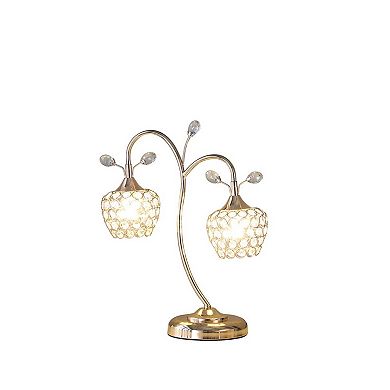 ELEMENT ACE Floral Bell Glam Metal Table Lamp with Acrylic Beads and Wire Shade