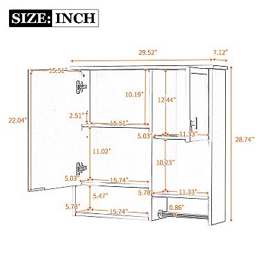 ELEMENT ACE Modern Wall Mounted Mirror Storage Cabinet with Adjustable Shelves