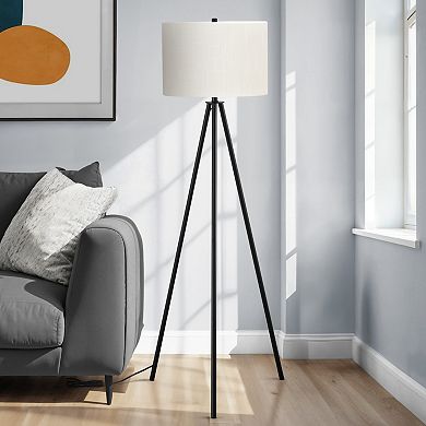 ELEMENT ACE Contemporary Tripod Floor Lamp with Ivory Linen Shade