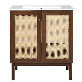 ELEMENT ACE Natural Bamboo Bathroom Vanity with Rattan Doors and Soft Close
