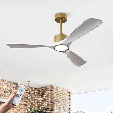 ELEMENT ACE 52 Inch Solid Wood Ceiling Fan with Dimmable LED Light and Remote Control