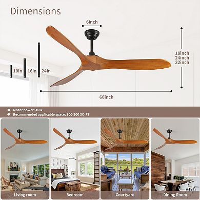 ELEMENT ACE 60-Inch Indoor Farmhouse Wood Ceiling Fan with Remote Control