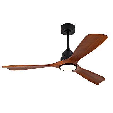 ELEMENT ACE 52 Inch Solid Wood Ceiling Fan with Remote Control and Integrated LED Light