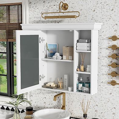 ELEMENT ACE Wall Mounted Bathroom Storage Cabinet with Mirror Door and Open Shelves