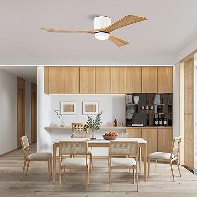 ELEMENT ACE 52-Inch Flush Mount Solid Wood Blades Ceiling Fan with Lights and Remote Control