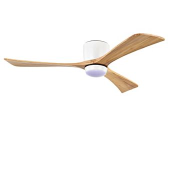 ELEMENT ACE 52-Inch Flush Mount Solid Wood Blades Ceiling Fan with Lights and Remote Control