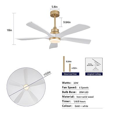 ELEMENT ACE 52 Inch Indoor Ceiling Fan with Light and Remote Control