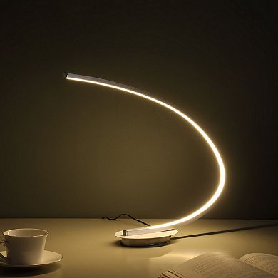 ELEMENT ACE Brushed Nickel LED Arc Tube Table Lamp with Integrated Lighting