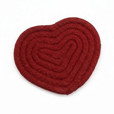 8-PC Heart Shaped Braided Coaster Set Soft Table Protectors