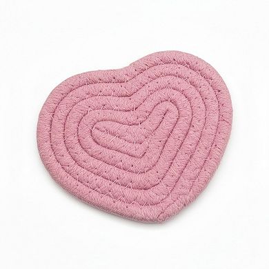 8-PC Heart Shaped Braided Coaster Set Soft Table Protectors