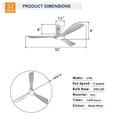 ELEMENT ACE Solid Wood Ceiling Fan with Dimmable LED Light and Remote Control